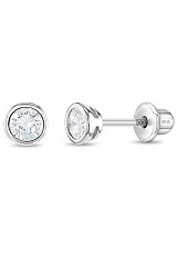 stunning lightweight clear bezel birthstone baby earrings 
